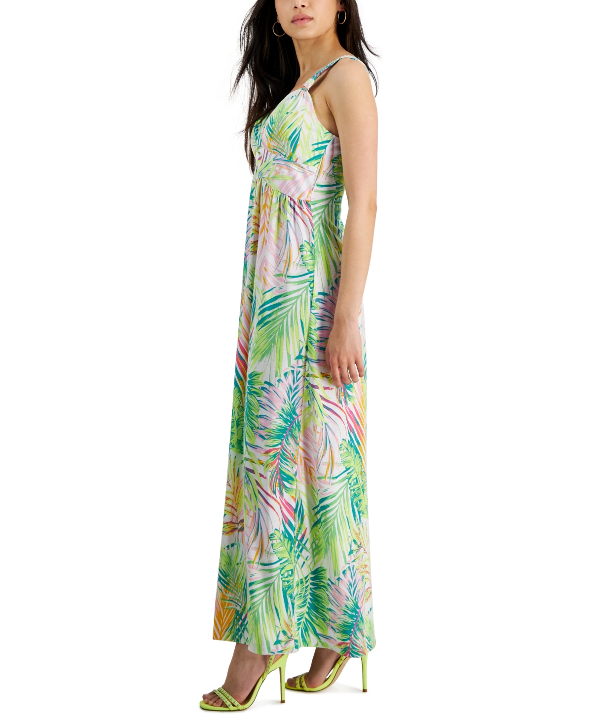 Shop Jamie & Layla Petite Printed Twist-front Maxi Dress In Bright White Palm
