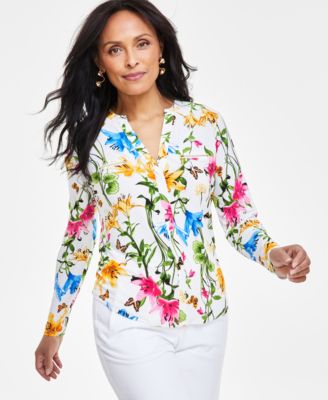 I.N.C. International Concepts - Printed Zip-Detail Top