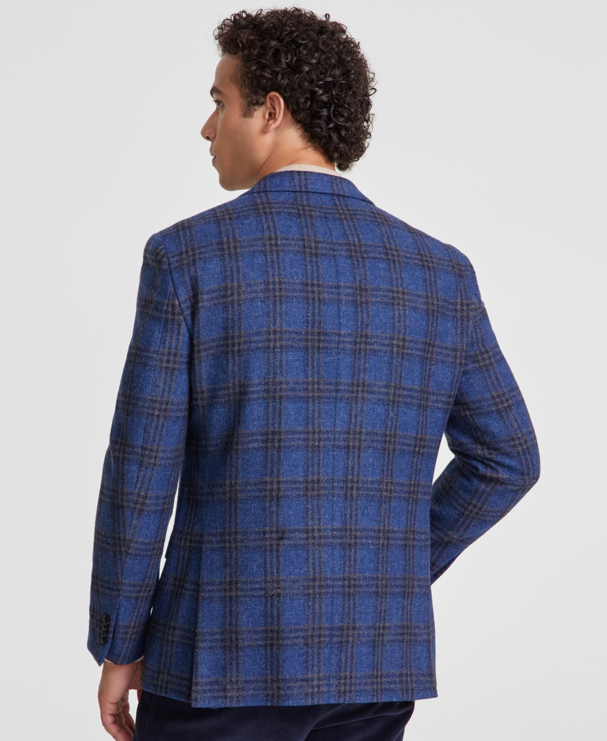 Tommy Hilfiger Men's Modern-Fit Plaid Wool Blend Sport Coat -tan