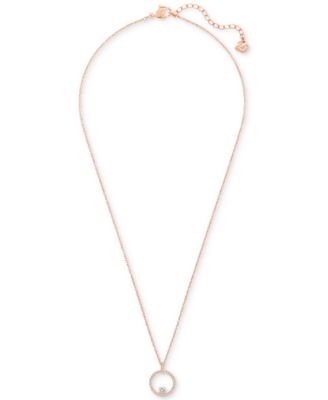 Rose Gold-Tone Crystal Circle Pendant Necklace, 14-7/8" + 2" extender