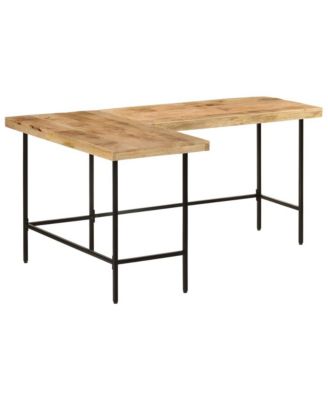 Desk 65"x43.3"x30.3" Solid Wood Mango and Iron