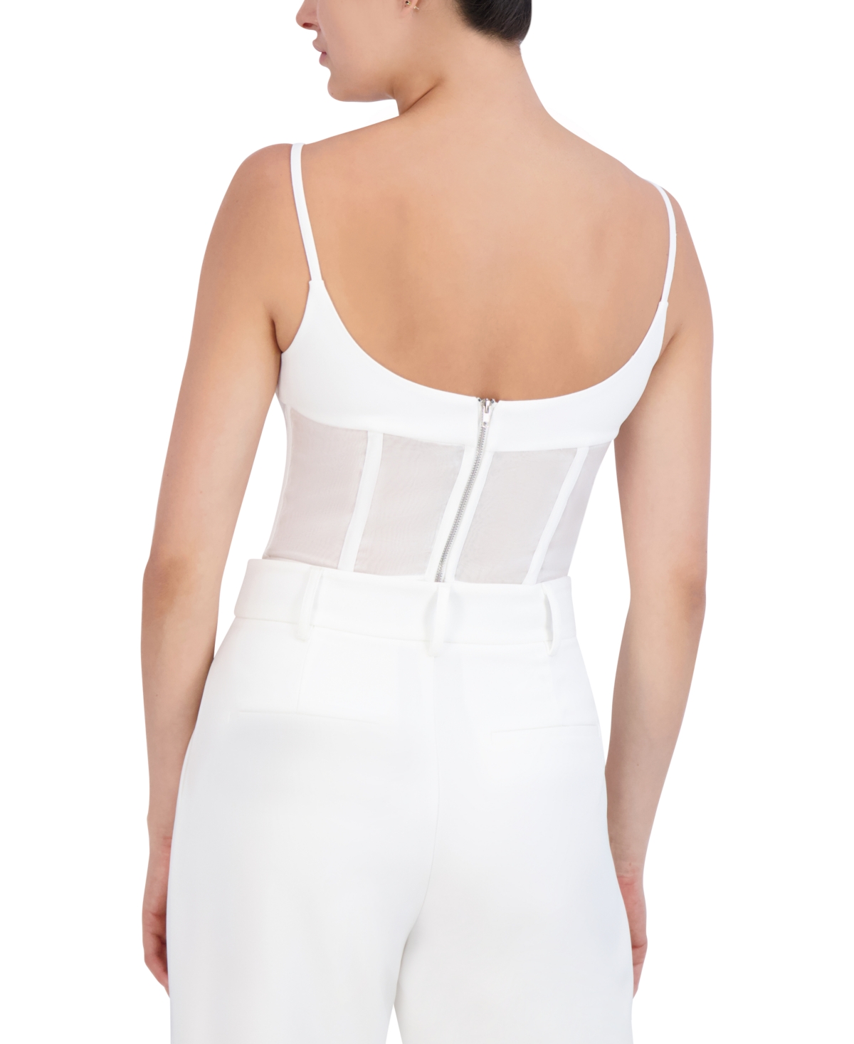 Shop Bcbg New York Women's Cropped Bustier Top In Marshmallow