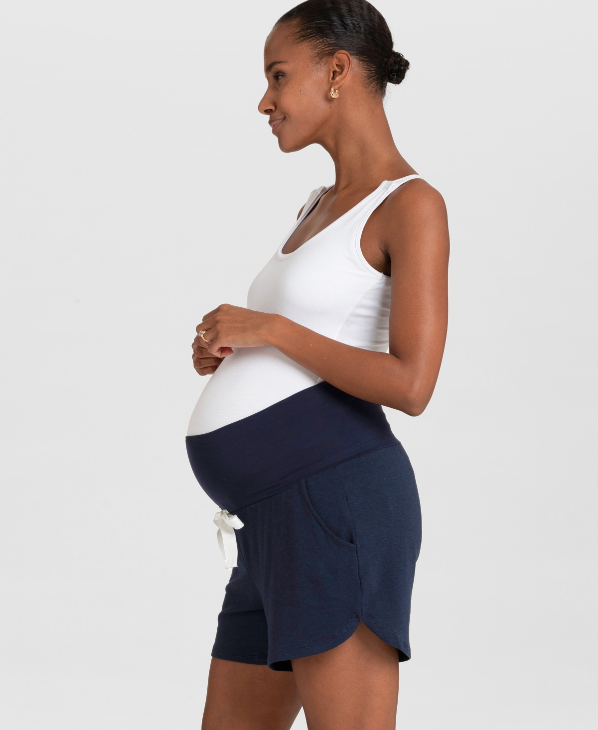 Shop Seraphine Women's Essential Jersey High Waist Maternity Shorts, Set Of 2 In Navy,gray