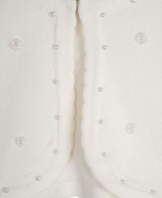 Toddler & Little Girls Imitation-Pearl Cardigan