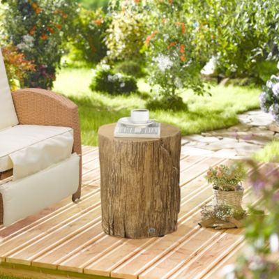 Tree Stump Stool, Concrete Side Table with Wood Grain Finish