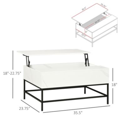 Lift Top Table W/ Hidden Storage Compartment,