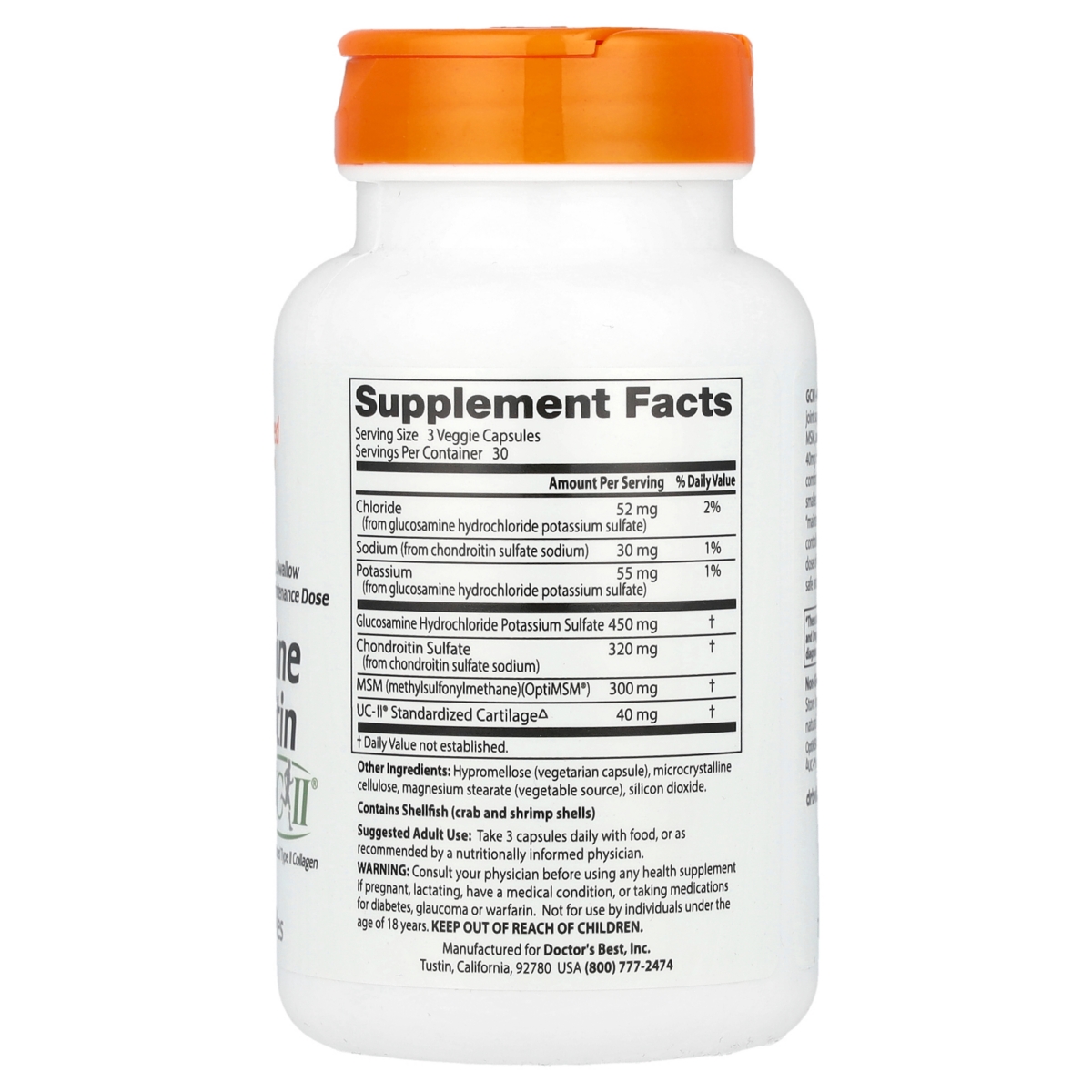 Doctor's Best Glucosamine Chondroitin Msm + Ucii - Veggie Capsule - Assorted Pre-Pack