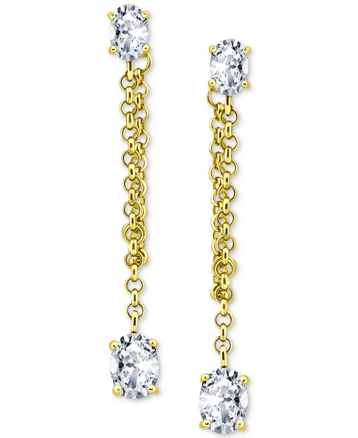 Giani Bernini Cubic Zirconia Front To Back Chain Drop Earrings In 18k Gold-plated Sterling Silver, Created For Mac