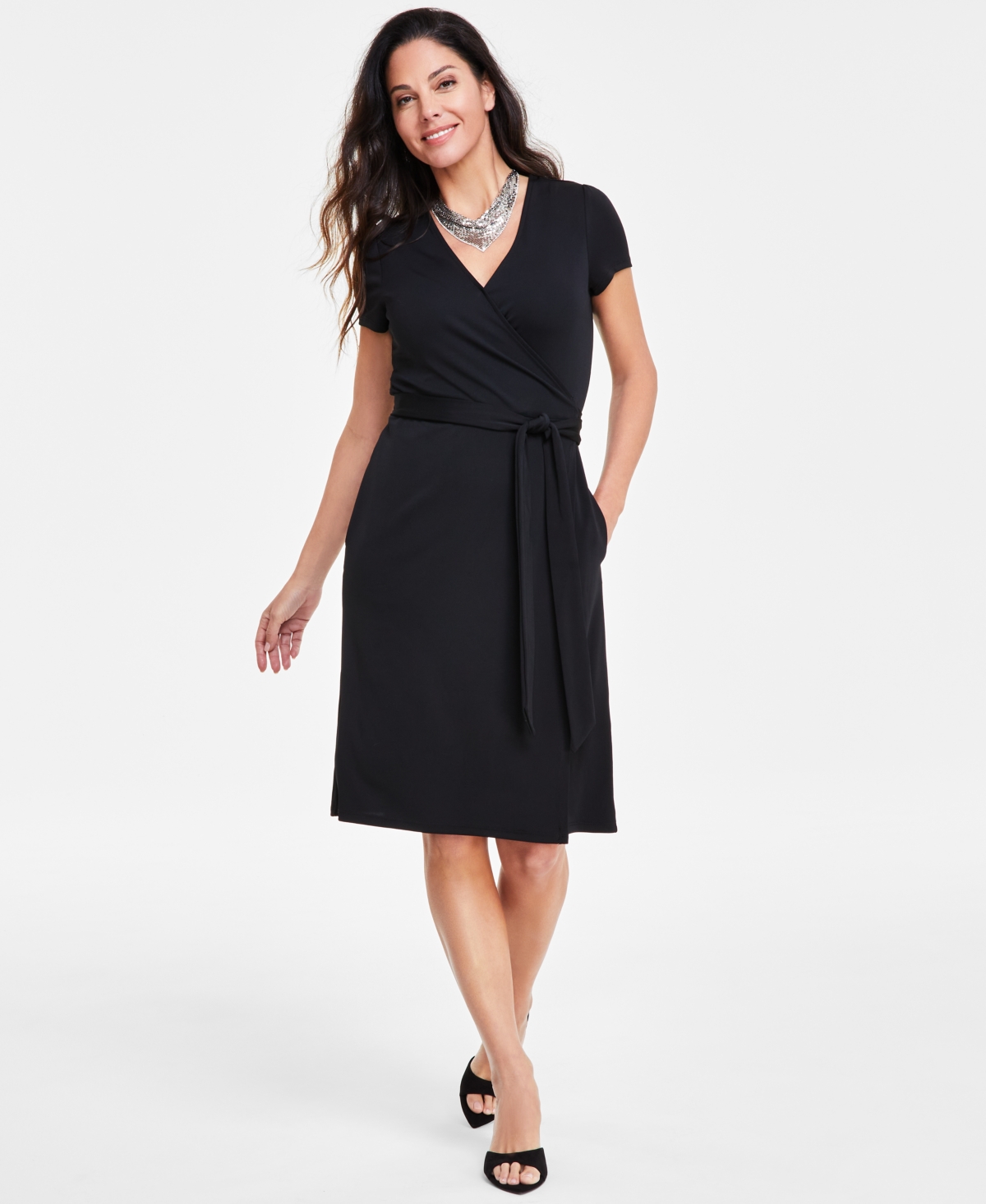 Shop Inc International Concepts Women's Wrap Dress, Created For Macy's In Deep Black