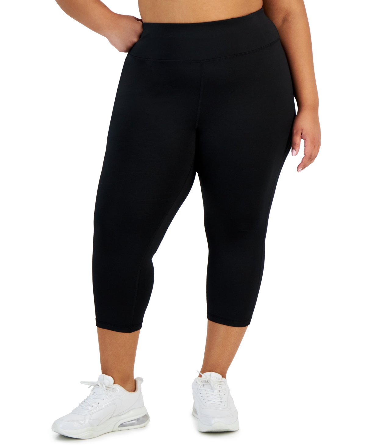 Plus Size Women's Solid 7/8 Cropped Leggings, Created for Macy's - Deep Black