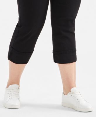 Plus Size High-Rise Cuff Capri Jeans