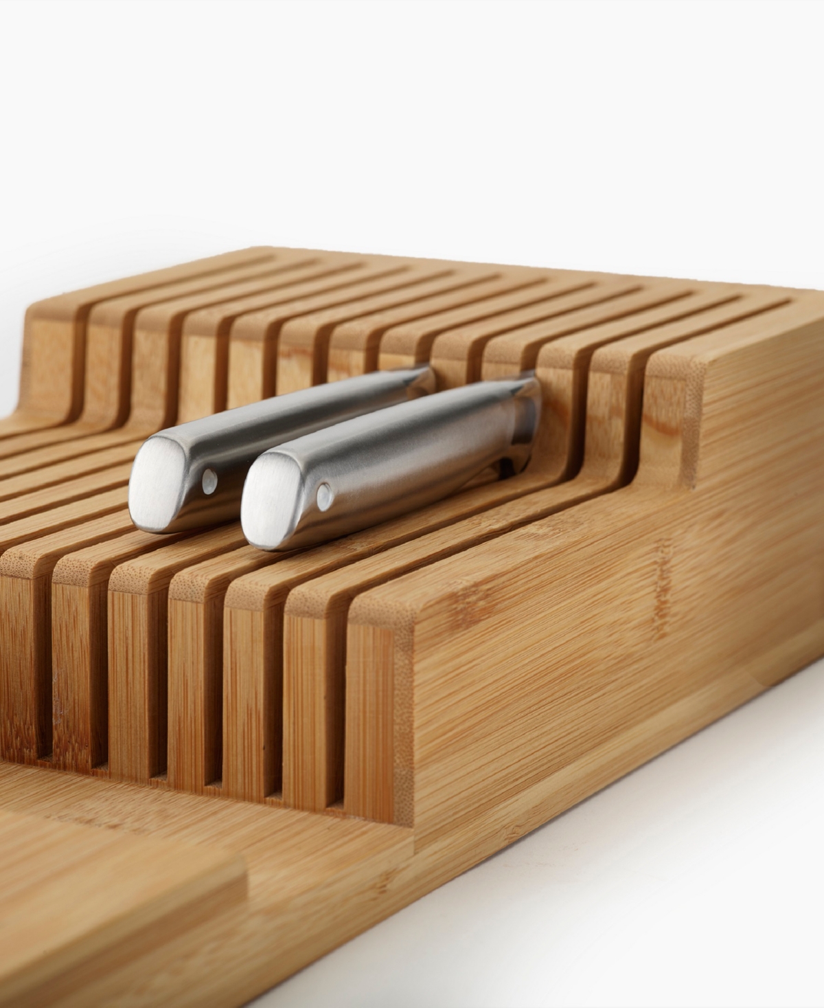Joseph Joseph Drawerstore Large Bamboo 2-tier Knife Organizer In Beige