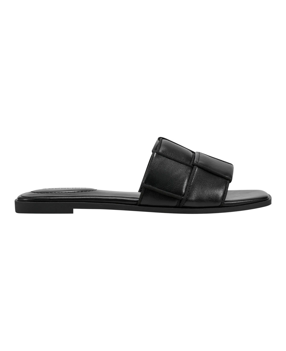 Bandolino Women's Vanelli Square Toe Casual Flat Sandals - Black - Faux Leather PU