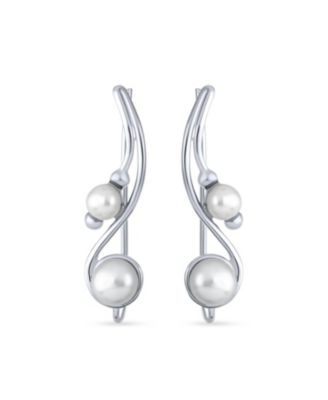 White Freshwater Pearl Ear Cuff Cartilage Climbers 14K Gold Plated Silver