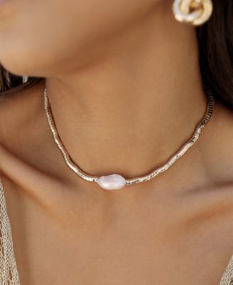 Liquid 18K Gold-Plated and  Cultured Freshwater Pearl Choker