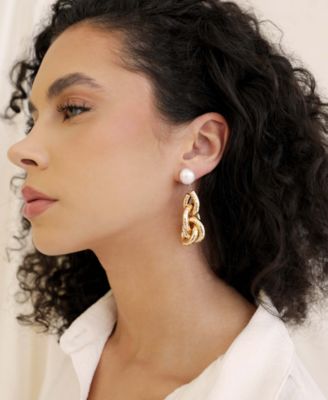 Liquid Gold-Plated Cultured Freshwater Pearl 18K Gold-Plated Drop Earrings