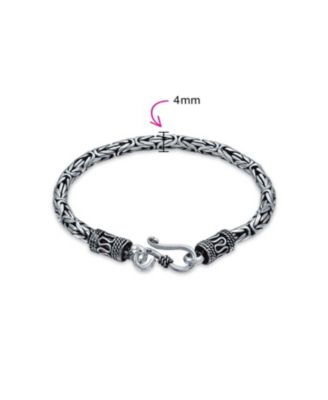 Bali Byzantine Chain Link Bracelet Eye And Hook 925 Sterling Silver Hand Crafted 7 inch