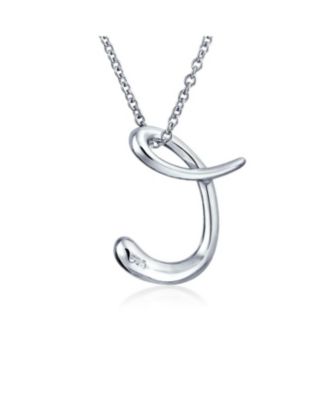 Alphabet Initial Pendant Necklace .925 Sterling Silver 18 Inch