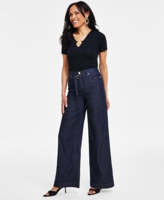 Women's Tied Wide-Leg Jeans, Created for Macy's