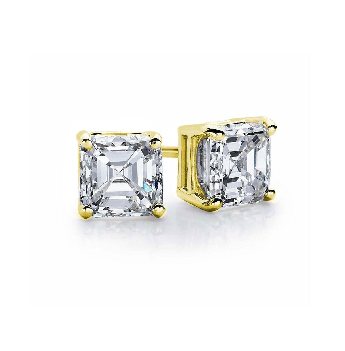 Suzy Levian New York Suzy Levian Sterling Silver Cubic Zirconia Asscher-Cut Classic Stud Earrings