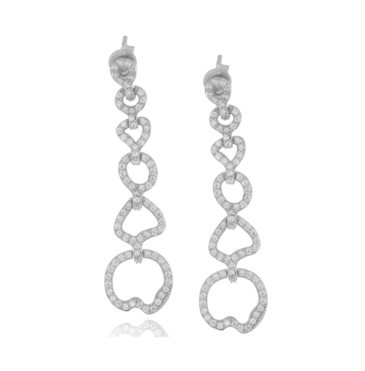 Suzy Levian Sterling Silver Cubic Zirconia Abstract Multi-Circle Drop Earrings - Silver