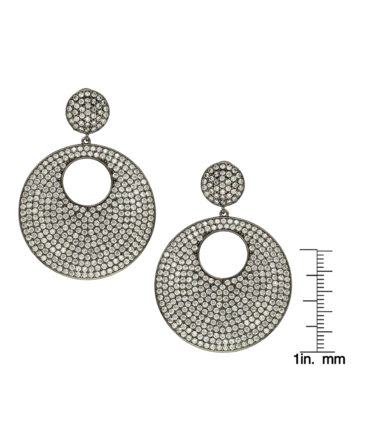 Suzy Levian New York Suzy Levian Sterling Silver Cubic Zirconia Pave Open Circle Disk Dangle Earrings
