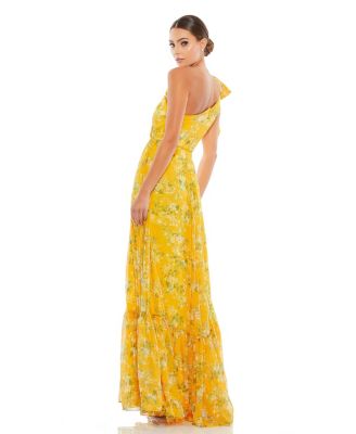 MAC DUGGAL ボウワンショルダーイブニングドレス Mac Duggal Women's Ieena Floral One Shoulder Bow Maxi Dress