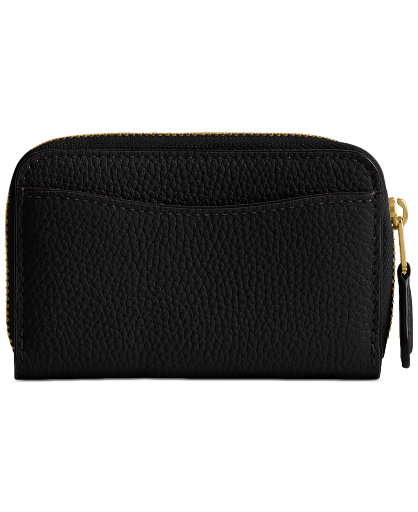 Женский кошелёк Coach Essential Leather Zip Around Card Case Wallet, цвет: Латунный / Чёрный — фото 2
