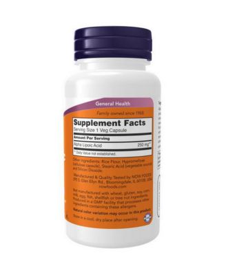 ALPHA LIPOIC ACID, 250 mg, 60 Caps