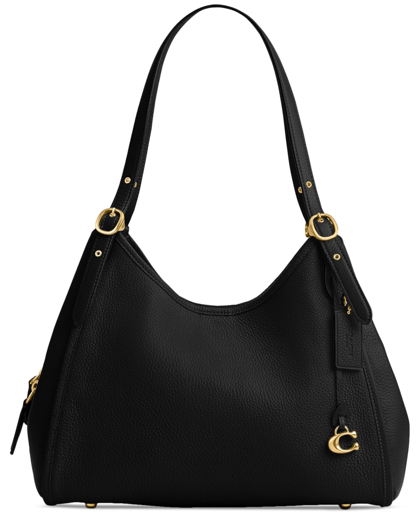 Женская сумка Coach Bella Medium Leather Shoulder, цвет: Латунный / Чёрный — фото 1