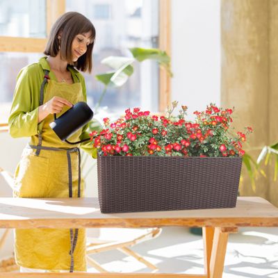 4-Pack Rectangle Self-Watering Planter Boxes for Deck Rail and Porch