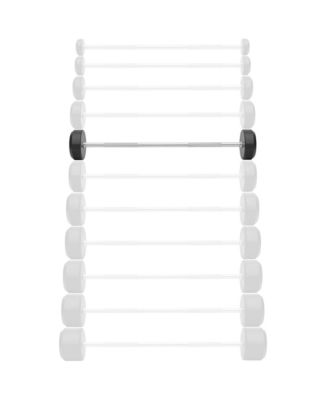 Rubber Fixed Barbell, 50 LB Pre-Loaded Weight Straight Bar for Strength Training & Weightlifting