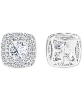 Gemstone & Lab-Grown White Sapphire (5/8 ct. t.w.) Square Halo Birthstone Stud Earrings in Sterling Silver