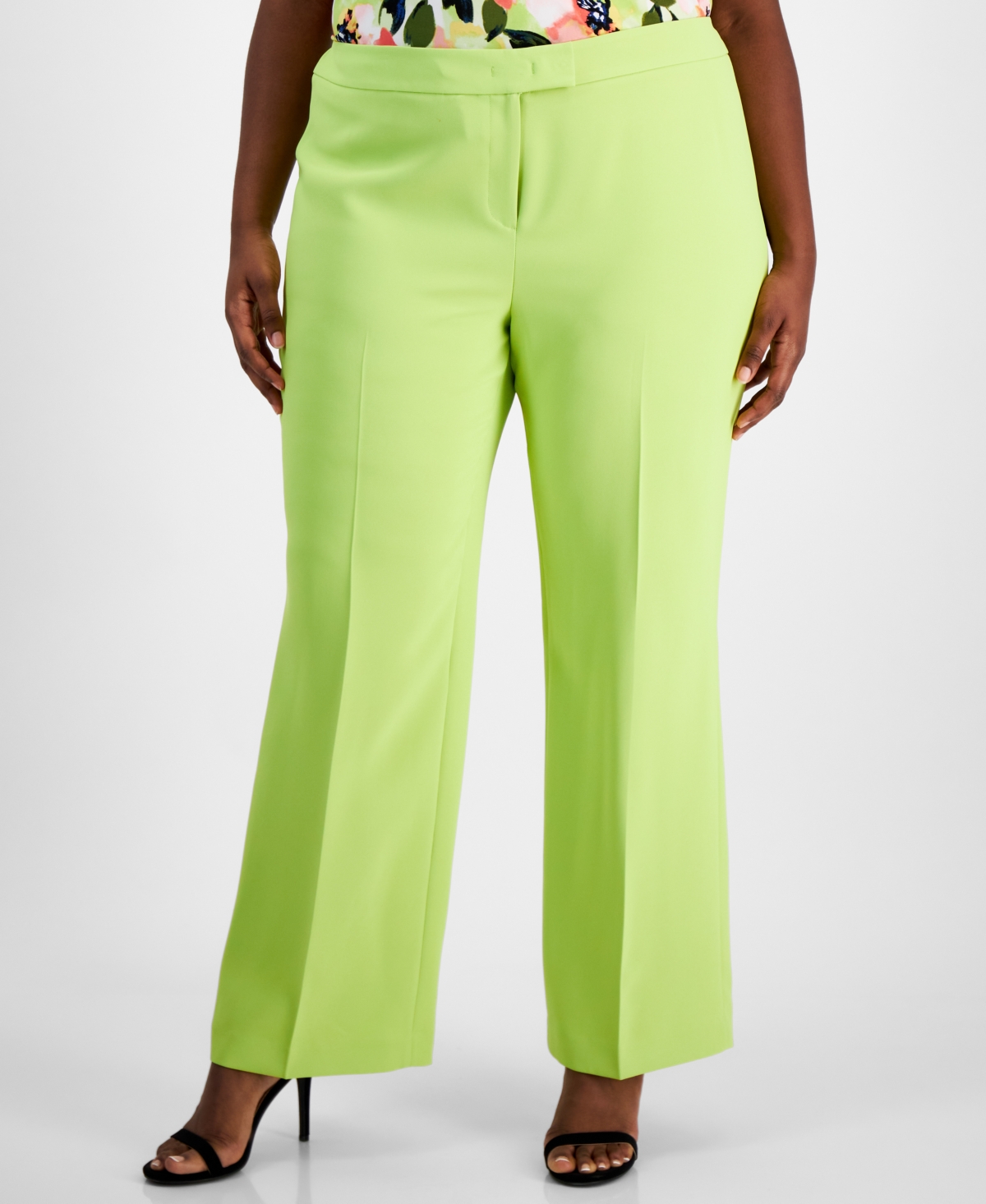 Plus Size Mid-Rise Crease-Front Flare-Leg Pants, Created for Macy's - Sprout