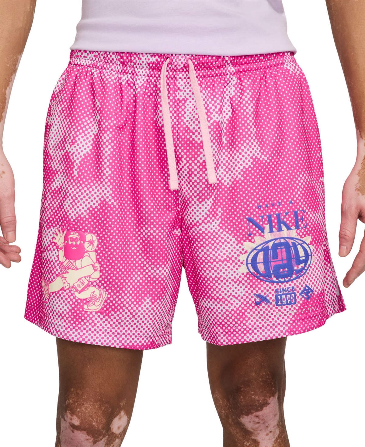 Shop Nike Men's Club Mesh Flow Atheltic-fit Printed Shorts In Alchemy Pink,coconut Milk