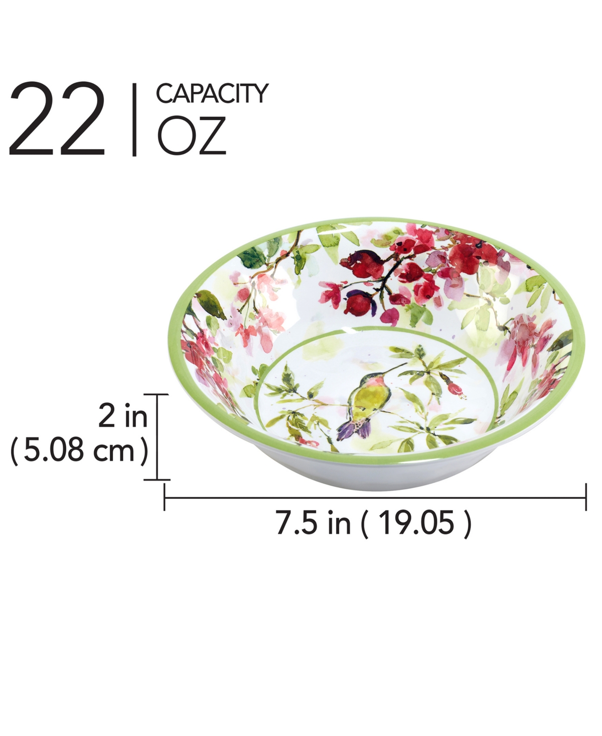 Certified International Hummingbirds Melamine Set Of 6 All Purpose Bowl In Miscellaneous