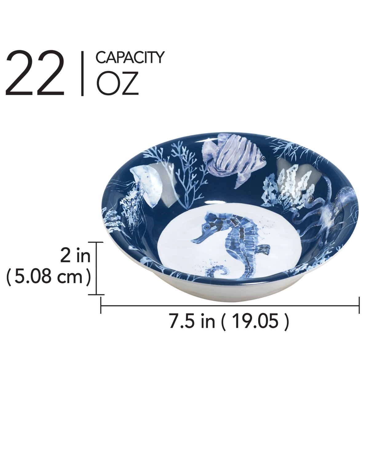 Certified International Sea Life Set Of 6 All Purpose Bowl 7.5" X 2", Service For 6 In Miscellaneous