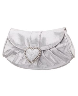 Crystal Heart Adorned Clutch Handbag