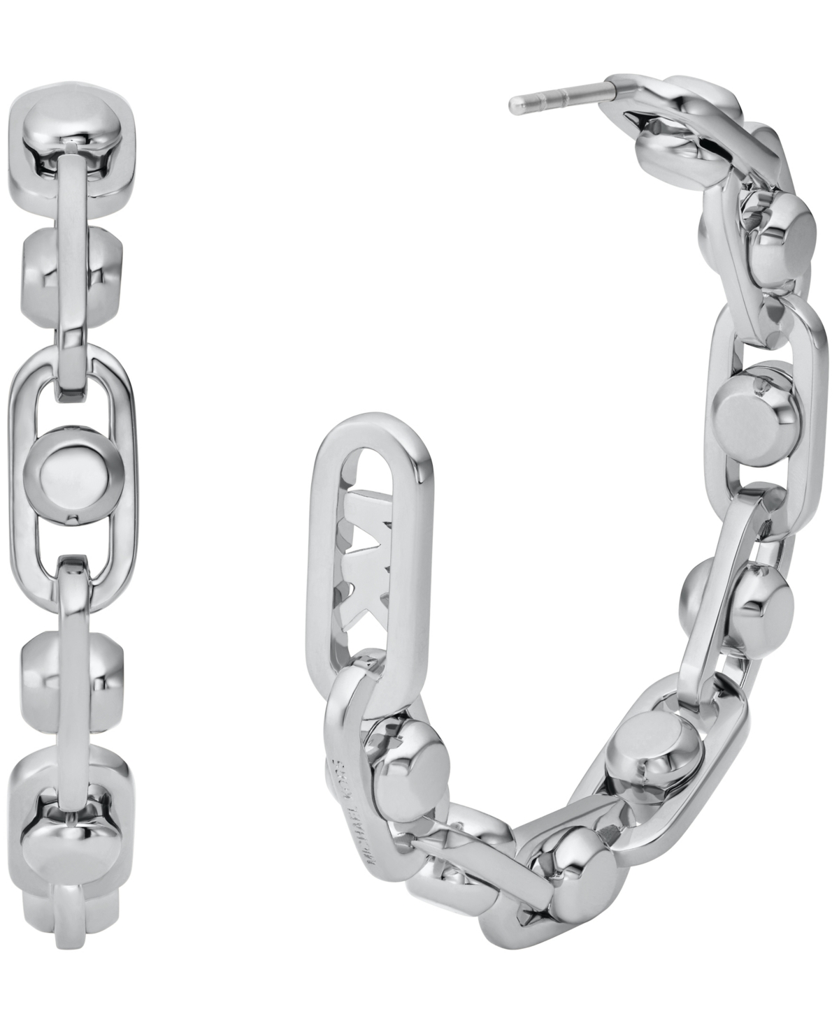 Michael Kors Gold-Tone orTone Astor Link Hoop Earrings - Silver