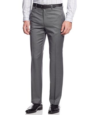 Lauren Ralph Lauren Slim-Fit 100% Wool Grey Pindot Dress Pants - Pants ...