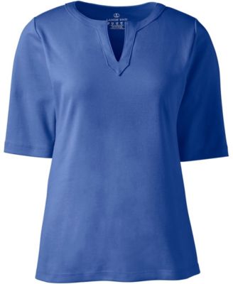 Women's Cotton Polyester Modern Half Sleeve Splitneck