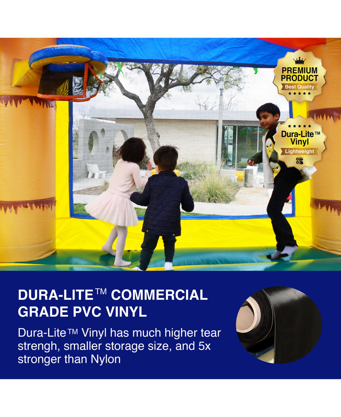 Детская игрушка HERO Kiddo Tropical Breeze Commercial Bounce House with Slide & Blower, Basketball Hoop, all Season Wet/Dry, Indoor/Outdoor, цвет: Оранжевый — фото 2