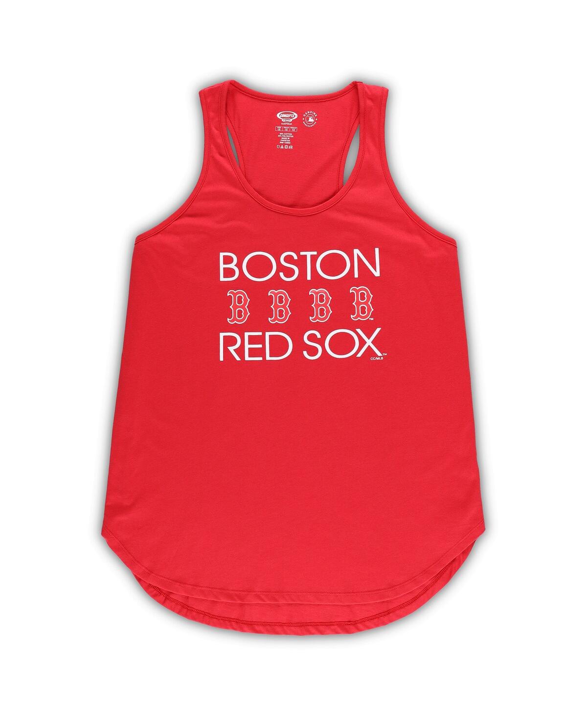 CONCEPTS SPORT WOMEN'S CONCEPTS SPORT RED, NAVY BOSTON RED SOX PLUS SIZE METER TANK TOP AND PANTS SLEEP SET 