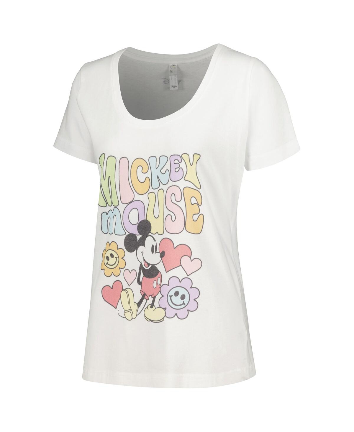 Shop Mad Engine Women's Mickey Mouse White Mickey & Friends Groovy Scoop Neck T-shirt