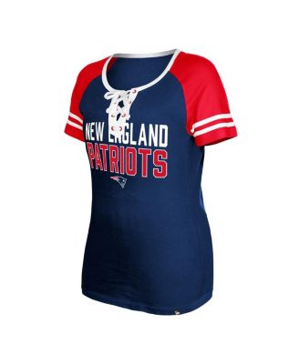 Women's Navy New England Patriots Raglan Lace-Up T-shirt