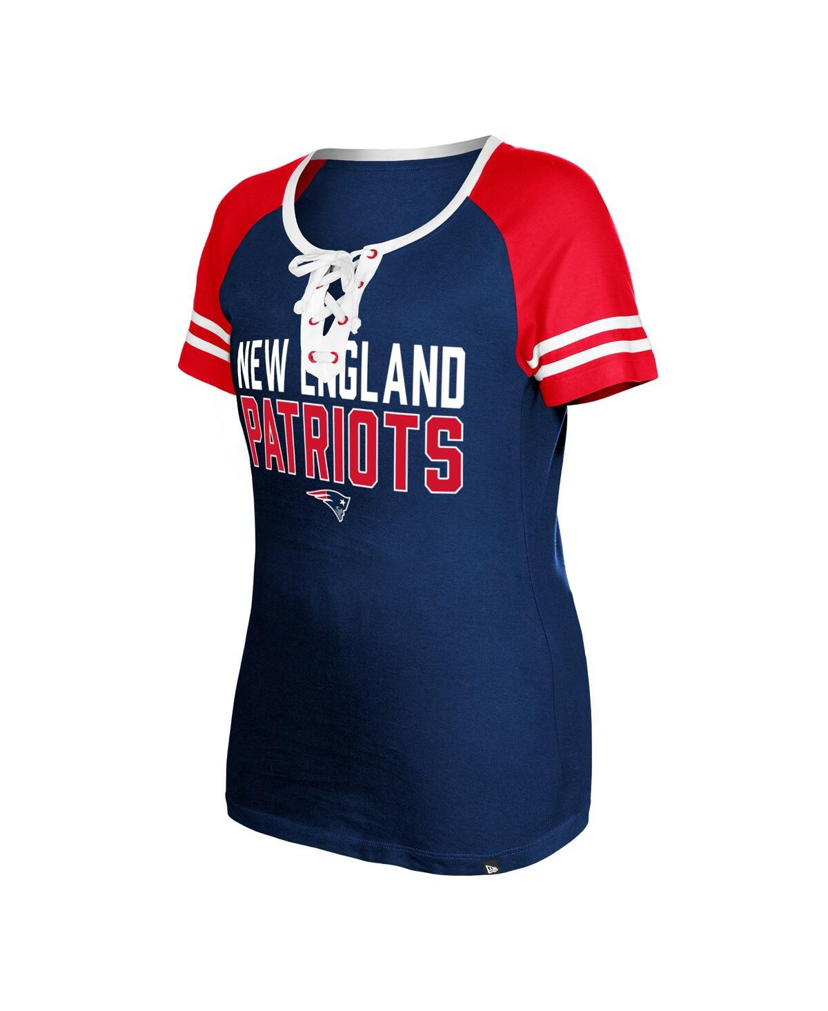 NEW ERA WOMEN'S NEW ERA NAVY NEW ENGLAND PATRIOTS RAGLAN LACE-UP T-SHIRT 