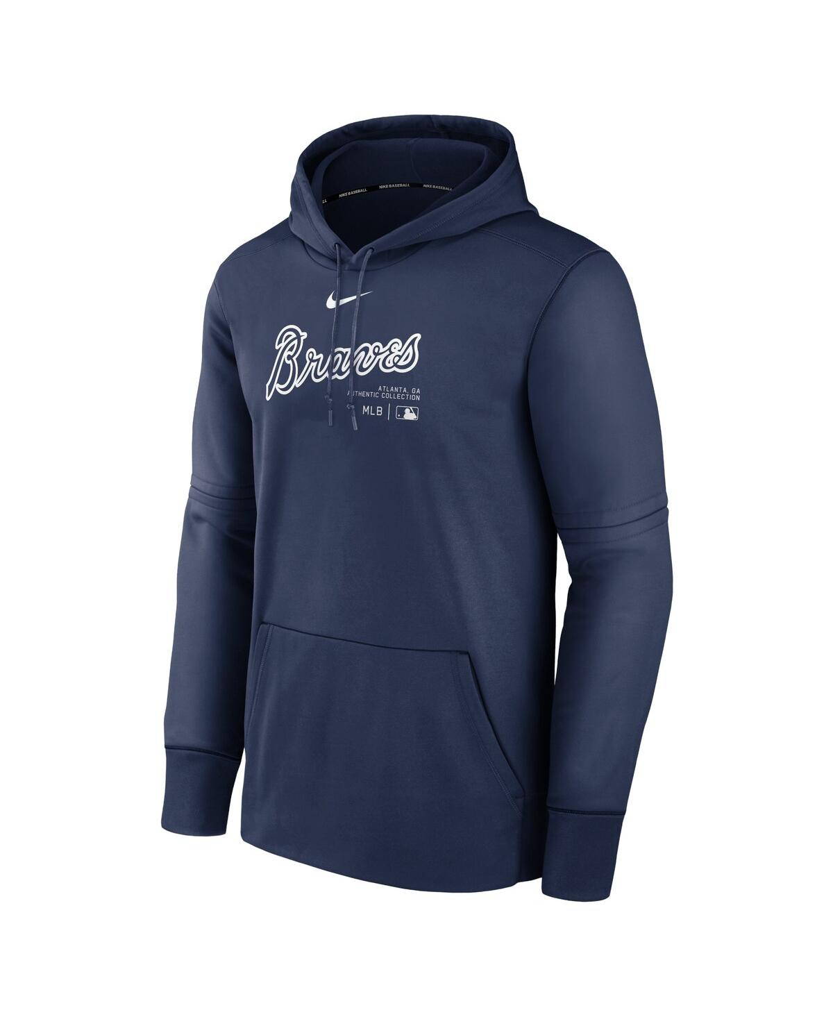 Shop Nike Men's  Navy Atlanta Braves Authentic Collection Practice Performance Pullover Hoodie