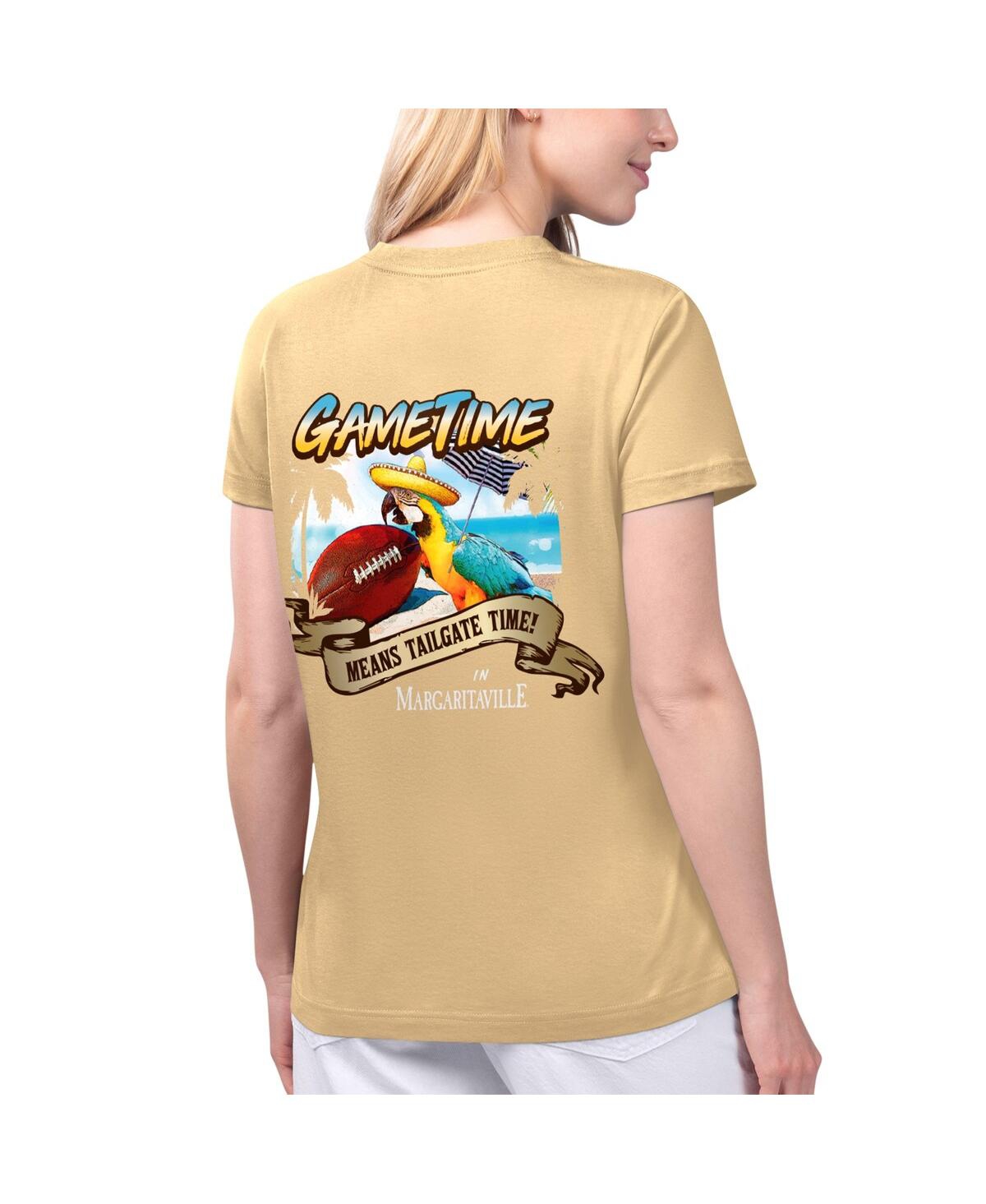 Shop Margaritaville Women's  Gold Kansas City Chiefs Game Time V-neck T-shirt