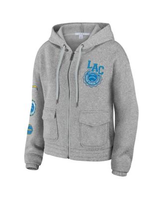 Women's Heather Gray Los Angeles Chargers Full-Zip Hoodie