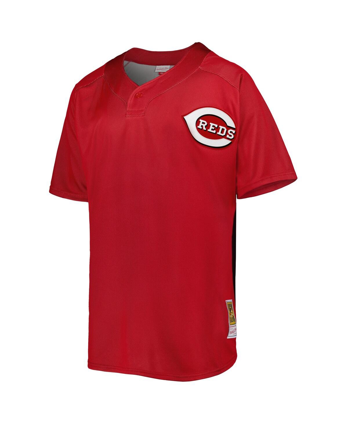 Men's Mitchell & Ness Ken Griffey Jr.Cincinnati Reds Cooperstown Collection Mesh Batting Practice Button-Up Jersey - Red